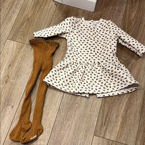 Petit Bateau Quilted Dress with Matching Tights